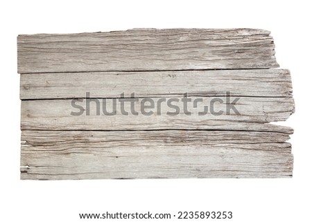 Old wooden sign board isolated on white background