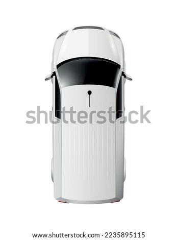 Cars top view realistic composition with isolated image of white automobile on blank background vector illustration