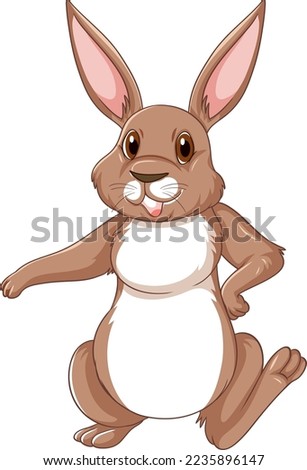 Cute brown rabbit cartoon character illustration
