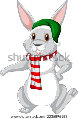 Christmas rabbit cartoon character illustration