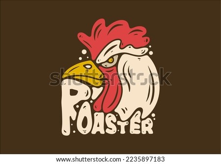 Illustration drawing design of head of a rooster