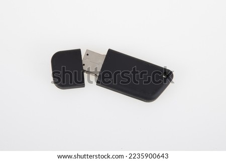 black Blank mockup key design USB Flash Drive on white background