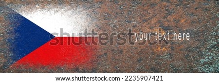 Flag of Czech Republic. Flag painted on rusty surface. Rusty background. Space for text. Textured creative background