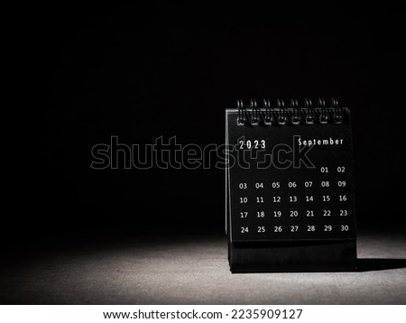 2023 September calendar on black background Royalty-Free Stock Photo #2235909127