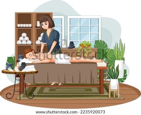 Woman gets spa body massage illustration