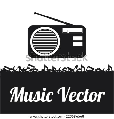 Music vector in black and white over background