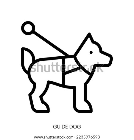 guide dog icon. Line Art Style Design Isolated On White Background
