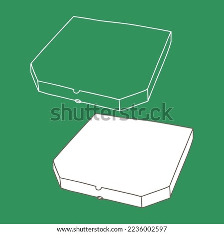 Pizza box line mockup. Vector illustration. Empty cardboard container template.