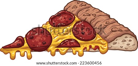 A slice of pepperoni pizza. Vector clip art illustration with simple gradients. All in a single layer.