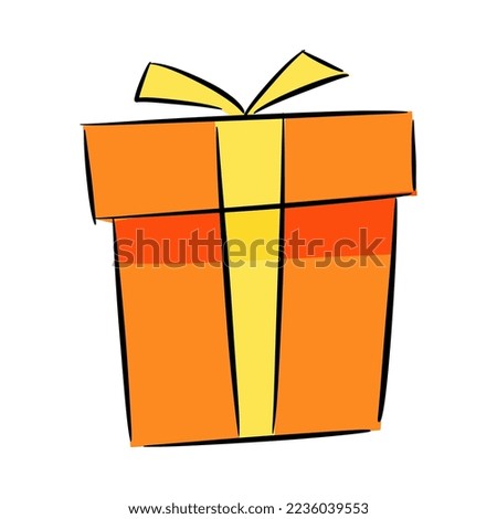 gift box icon. new year theme, celebration, birthday, christmas. for template, sticker, pattern, print. greeting card. hand drawn vector.