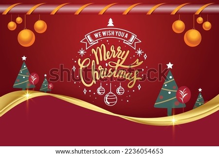 Free vector red christmas banners with with branches and balls. festive design, greeting card template