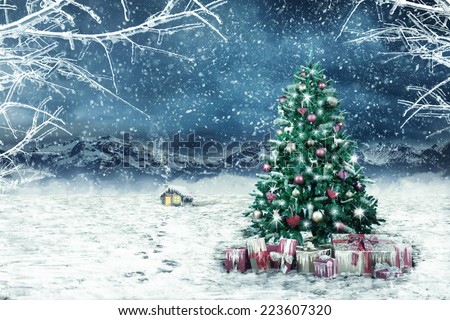 Christmas tree in a valley