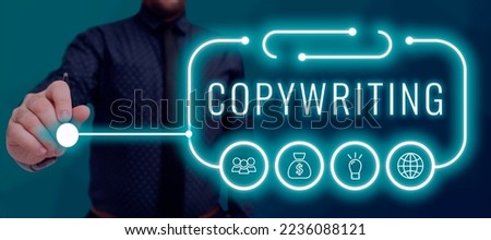 Hand writing sign Copywriting. Conceptual photo writing the text of advertisements or publicity material