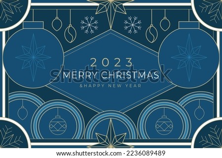 art deco christmas blue banner in illustration