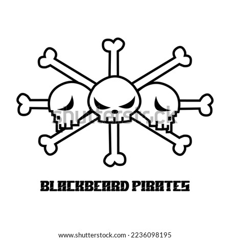 ONE PIECE PIRATE FLAG LOGO VECTOR. Black and white logo, white background.