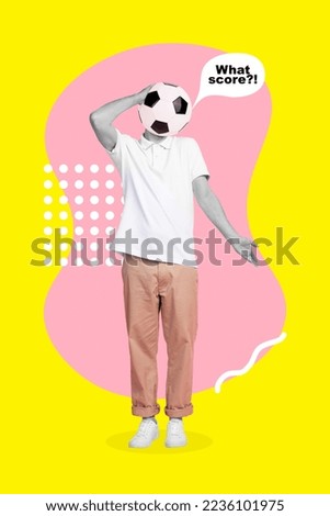 Exclusive magazine picture sketch collage image of questioned guy ball instead of head asking what score isolated painting background