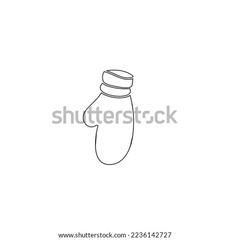 Line icon winter gloves vector illustration isolated on a white background. silhouette of gloves for cold weather. Hand drawing of traditional winter gloves, outline warm handwear vector illustration 