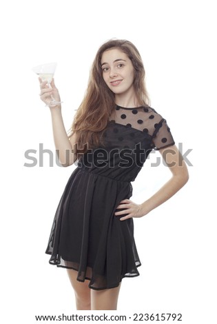 typical teenager girl in a party drinking a cup
