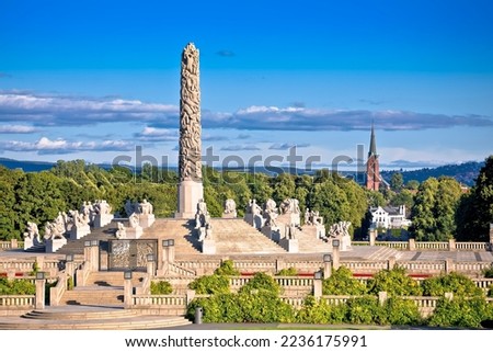 The Vigeland Park in Oslo scenic view, capital of Norway Royalty-Free Stock Photo #2236175991