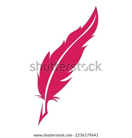 Pink feather illustration flat icon.
