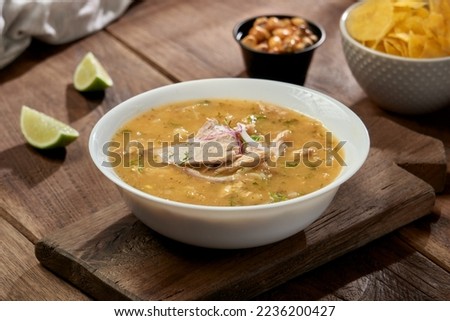 Typical food. Delicious encebollado fish stew from Ecuador traditional food from the house of national dishes. Ecuadorian food Royalty-Free Stock Photo #2236200427