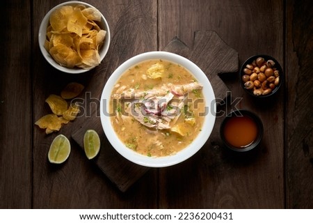 Typical food. Delicious encebollado fish stew from Ecuador traditional food from the house of national dishes. Ecuadorian food Royalty-Free Stock Photo #2236200431