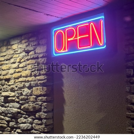 Neon Open Sign Red and Blue
