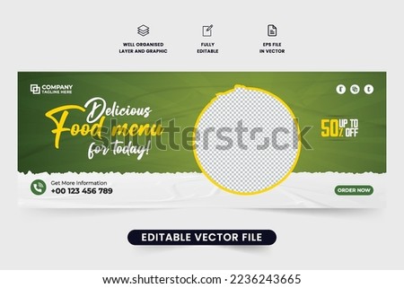Fresh  Healthy food social media cover template vector with green and yellow colors. Restaurant promotion web banner design for digital marketing. Delicious food menu advertisement banner template. Royalty-Free Stock Photo #2236243665