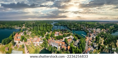 Aerial view of the danube river in summer time, panoramic panorama - Lubniewice in Poland Lubuskie Province
