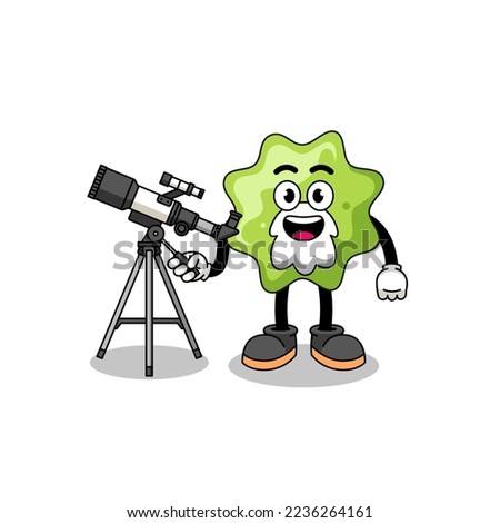 Illustration of splat mascot as an astronomer , character design