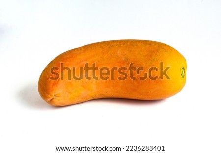 Yellow sweet ripe papaya isolated on white background.