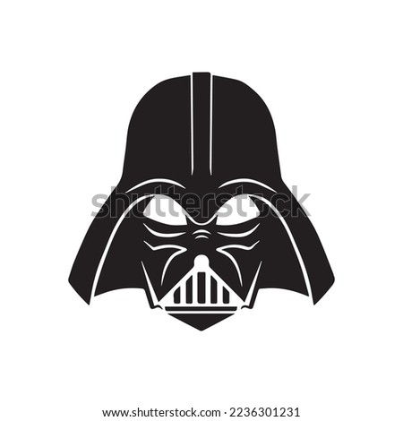 New York, USA - JULY 12, 2018: Darth Vader helmet vector illustration for kids. Star Wars Dark costume.Storm Trooper Helmet Vector illustration. Darth Vader Movie Character.