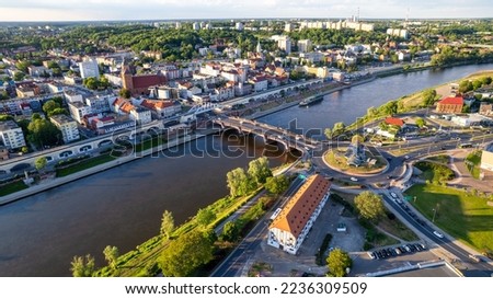 Aerial view of Gorzów Wielkopolski town city at river Warta travel in Poland Royalty-Free Stock Photo #2236309509