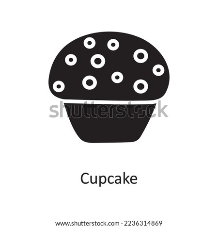 Cupcake vector Solid Icon Design illustration. Christmas Symbol on White background EPS 10 File