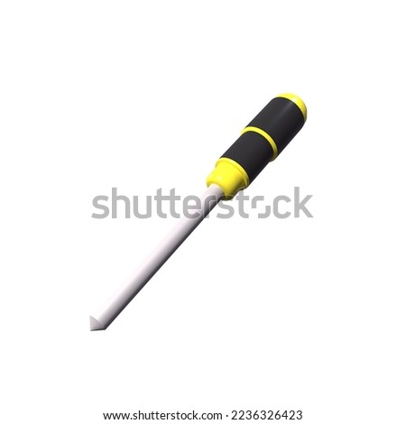 3d screwdriver illustration with black and yellow color. 3d render icon screwdriver
