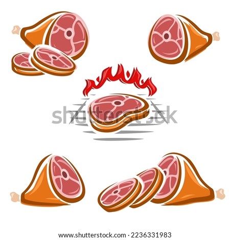 Meat food set. Collection icon meat. Vector
