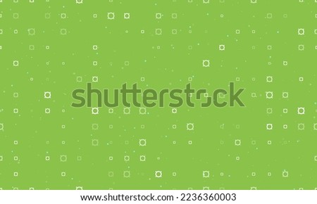Seamless background pattern of evenly spaced white currency signs of different sizes and opacity. Vector illustration on light green background with stars