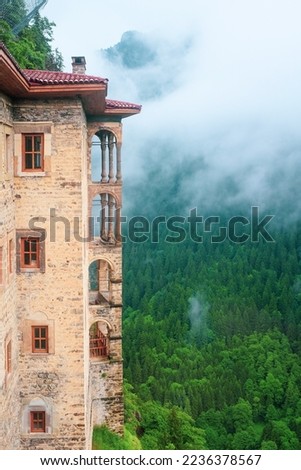 Sumela Monastery in Macka district of Trabzon city, Turkey -The monastery is one of the most important historic and touristic venues in Trabzon. Royalty-Free Stock Photo #2236378567