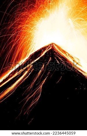 Close up view of the summit of the Fuego during an eruption