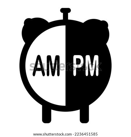 Alarm clock. AM PM icon. Silhouette clock icon on a white background. Vector illustration Royalty-Free Stock Photo #2236451585