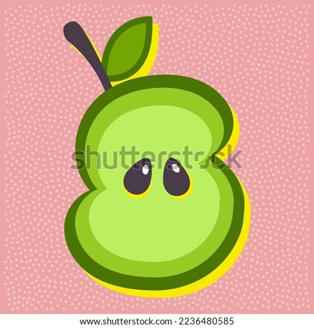 Green apple fruit style alphabet text, letter S
