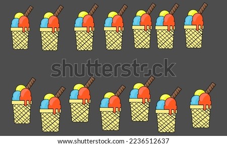 Illustration design vector of Ice cream cup. Fit for Background, Wallpaper, Template, Wrapping paper, Clip art, Flash card, etc.