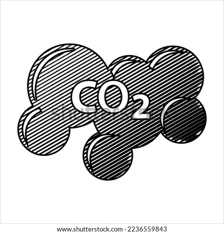 Carbon Dioxide Icon, Co2 Pollution Icon, Carbon Cloud Vector Art Illustration