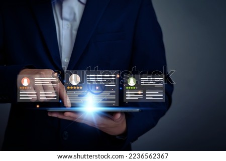 Human Resources. Manager looking candidate profile, effective management and recruitment of HR, effective organizational structure, training, employment, practice. Internet Human resource management. Royalty-Free Stock Photo #2236562367