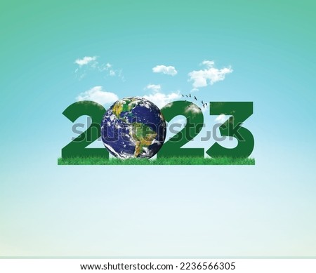 Green happy new year 2023, World environmental conservation concept in upcoming year 2023 concept Royalty-Free Stock Photo #2236566305