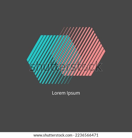 Integration, interaction sign, business concept. Interact logo, minimal business icon. Abstract hexagons Royalty-Free Stock Photo #2236566471