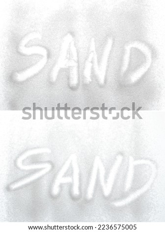 Sand, written on a sandy beach. close up.