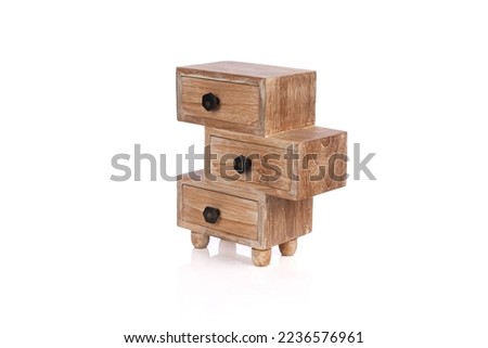 Wooden Dresser Cabinet, Rustic Furniture with Drawers Isolated on White