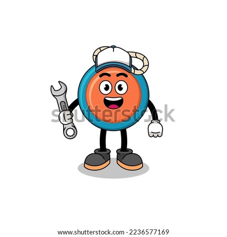 yoyo illustration cartoon as a mechanic , character design