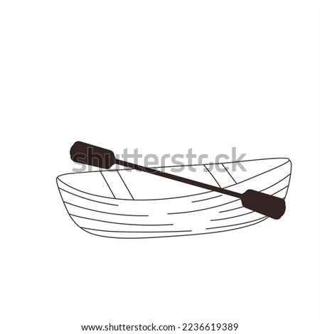 kayak boat with paddle. Canoe vector illustration. A raft for rafting on water. Sport rowing. Isolated on a white background.